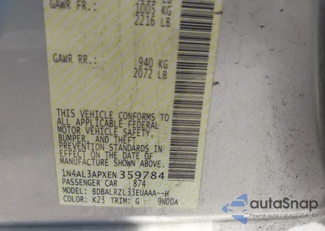 2014 Nissan Altima 2.5 S z USA, uszkodzony, nr VIN 1N4AL3APXEN359784